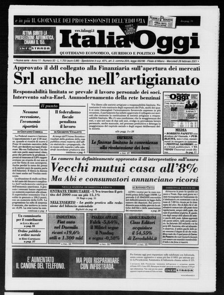 Italia oggi : quotidiano di economia finanza e politica